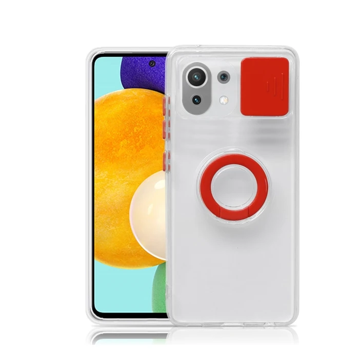 Xiaomi Mi 11 Lite Kılıf Sürgülü Kamera Lens Korumalı Yüzük Standlı Silikon Kılıf-(5775) 4 Xiaomi Mi 11 Lite Kılıf Sürgülü Kamera Lens Korumalı Yüzük Standlı Silikon Kılıf-(5775) - Görsel 4