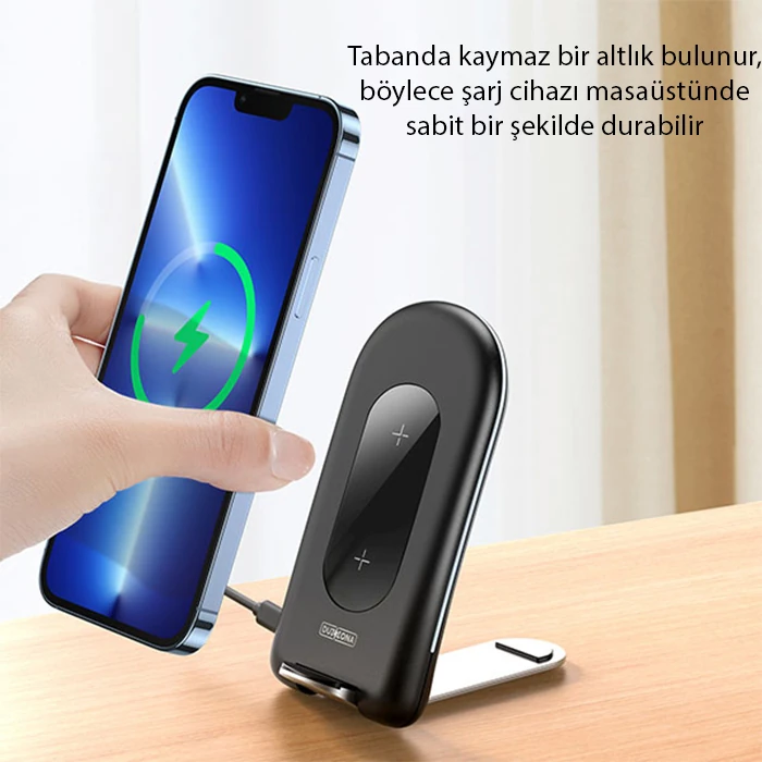 Duzzona W2 Katlanır Standlı 15W Hızlı Şarj Wireless Kablosuz Şarj Cihazı-(5775) 3 Duzzona W2 Katlanır Standlı 15W Hızlı Şarj Wireless Kablosuz Şarj Cihazı-(5775) - Görsel 3
