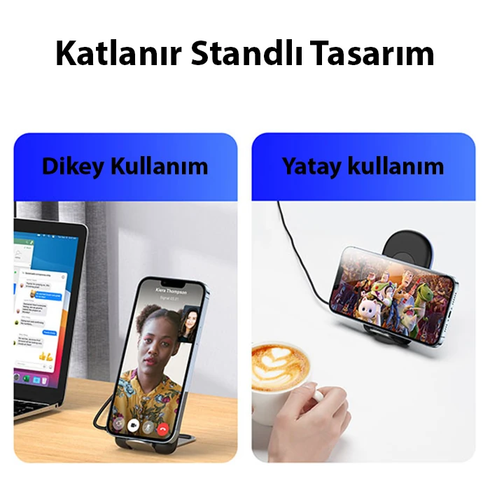 Duzzona W2 Katlanır Standlı 15W Hızlı Şarj Wireless Kablosuz Şarj Cihazı-(5775) 4 Duzzona W2 Katlanır Standlı 15W Hızlı Şarj Wireless Kablosuz Şarj Cihazı-(5775) - Görsel 4