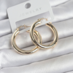 Gold Renk Pirinç Halka 30 mm Kadın Küpe 5886