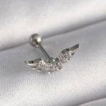 316L Çelik Gümüş Renk Zirkon Taş Detay Kanat Model Tragus Piercing 5886