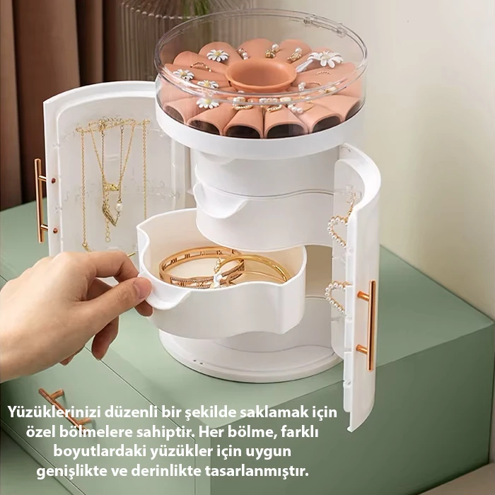 EZERE Takı-Yüzük-Küpe-Kolye Ve Aksesuar Düzenleyici Mücevher Organizeri Saklama Kutusu-(5775) 3 EZERE Takı-Yüzük-Küpe-Kolye Ve Aksesuar Düzenleyici Mücevher Organizeri Saklama Kutusu-(5775) - Görsel 3