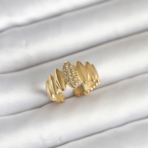 316L Çelik Gold Renk Zirkon Taşlı Vintage Model Kadın Yüzük 5886