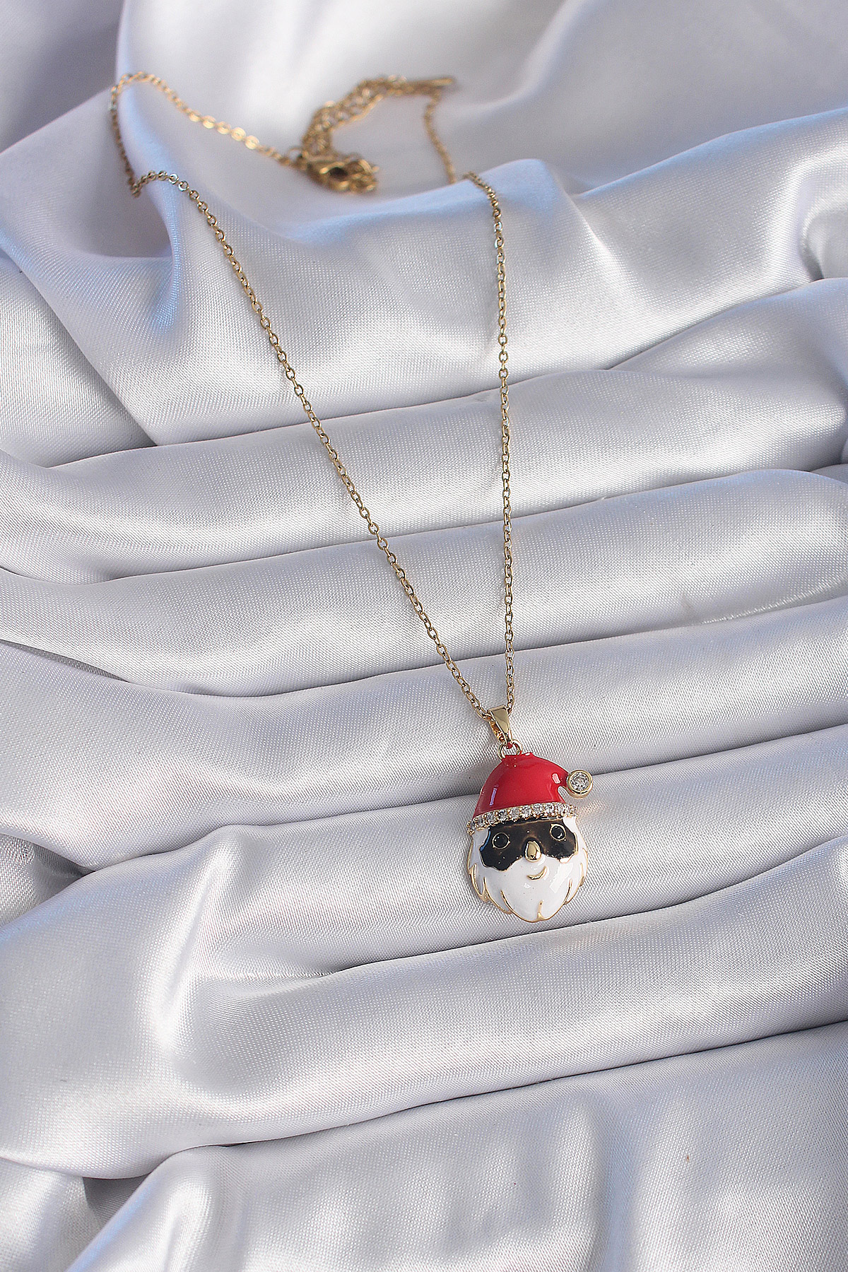 316L Çelik Gold Renk Zincir Zirkon Taşlı Yılbaşı Temalı Noel Baba Figür Kadın Kolye 5886 2 316L Çelik Gold Renk Zincir Zirkon Taşlı Yılbaşı Temalı Noel Baba Figür Kadın Kolye 5886 - Görsel 2
