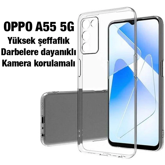 Ally OPPO A55 5G Kılıf Kamera Korumalı Ultra İnce Şeffaf Silikon Kılıf 2 Ally OPPO A55 5G Kılıf Kamera Korumalı Ultra İnce Şeffaf Silikon Kılıf - Görsel 2
