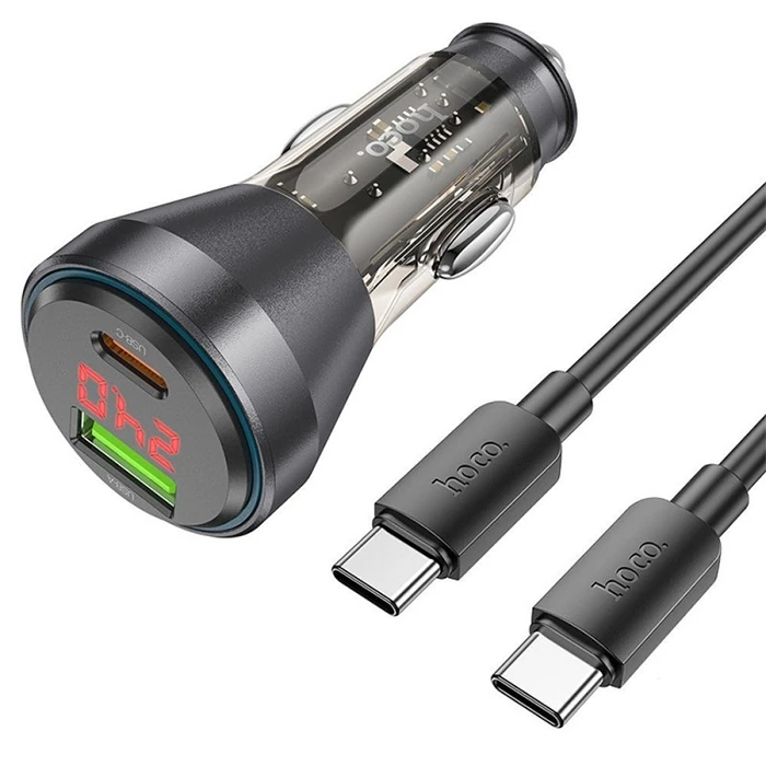 HOCO NZ12B Unimpeded PD48W USB + Type-C Araç Çakmaklı Hızlı Şarj Aleti + Type-C to Type-C Kablo-(5775) 1 HOCO NZ12B Unimpeded PD48W USB + Type-C Araç Çakmaklı Hızlı Şarj Aleti + Type-C to Type-C Kablo-(5775)
