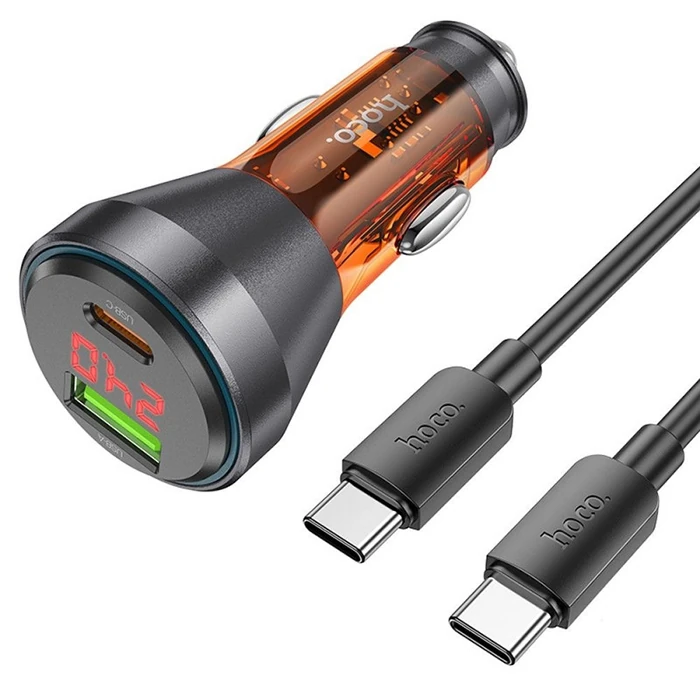 HOCO NZ12B Unimpeded PD48W USB + Type-C Araç Çakmaklı Hızlı Şarj Aleti + Type-C to Type-C Kablo-(5775) 2 HOCO NZ12B Unimpeded PD48W USB + Type-C Araç Çakmaklı Hızlı Şarj Aleti + Type-C to Type-C Kablo-(5775) - Görsel 2