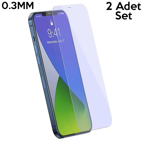 Baseus İPhone 12/12 PRO 6.1 0.3mm Antiblue Cam Ekran Koruyucu 2Adet 2 Baseus İPhone 12/12 PRO 6.1 0.3mm Antiblue Cam Ekran Koruyucu 2Adet - Görsel 2