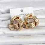 316L Çelik Gold Renk Sarmal Model Kadın Küpe 5886