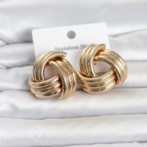 316L Çelik Gold Renk Sarmal Model Kadın Küpe 5886