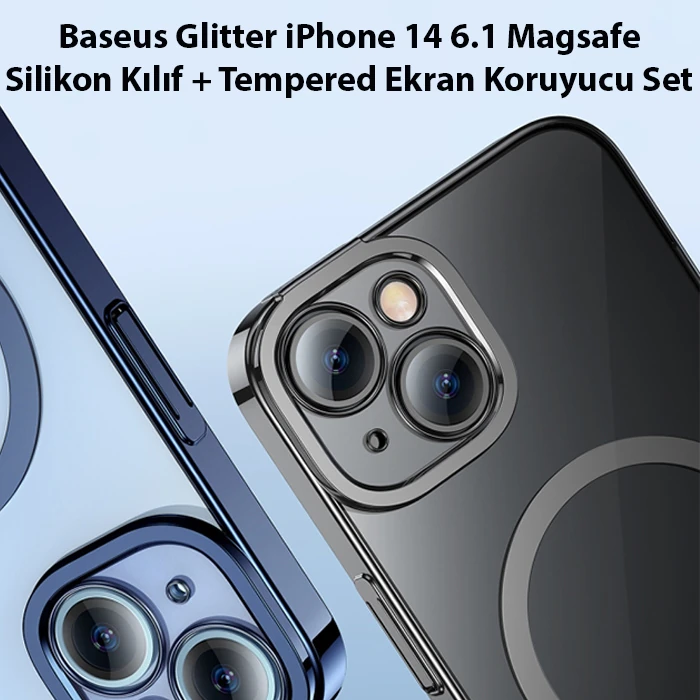 Baseus Glitter iPhone 14 6.1 Magsafe Silikon Kılıf + Tempered Ekran Koruyucu Set 3 Baseus Glitter iPhone 14 6.1 Magsafe Silikon Kılıf + Tempered Ekran Koruyucu Set - Görsel 3