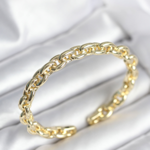 Zincir Model Gold Renk Pirinç Kadın Bileklik 5886