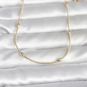 CM 14K Gold Renk Yılan Zincirli Damla Topçuk Model 60 cm Kadın Kolye 5886