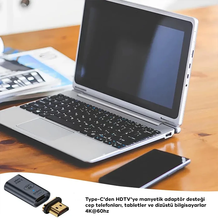 ALLY HDMI To Type-c 4K 60Hz Mıknatıs Başlıklı Çevirici Otg Adaptör-(5775) 2 ALLY HDMI To Type-c 4K 60Hz Mıknatıs Başlıklı Çevirici Otg Adaptör-(5775) - Görsel 2