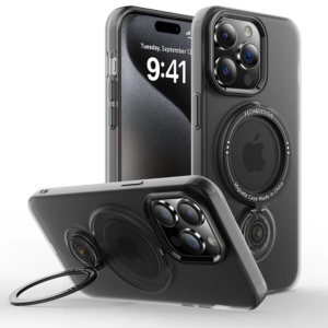 Haydiburaya 16 ALLY iPhone 15 Pro İçin Magsafe Uyumlu Standlı Manyetik Silikon Kılıf-(5775)