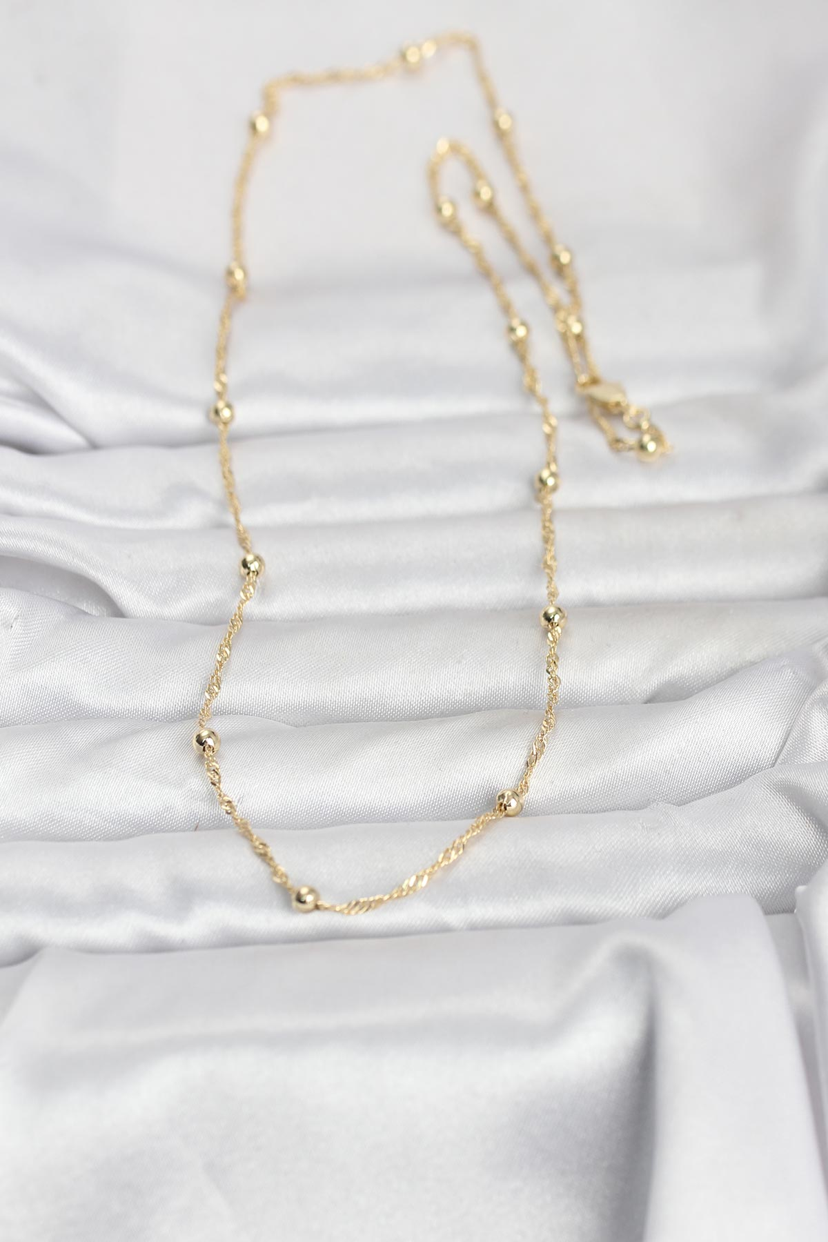 CM 14K Gold Renk Burgu ve Top Zincirli Model 60 cm Kadın Kolye 5886 2 CM 14K Gold Renk Burgu ve Top Zincirli Model 60 cm Kadın Kolye 5886 - Görsel 2