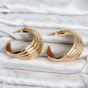 316L Çelik Gold Renk Yarım Halka Model Kadın Küpe 5886