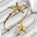 Pirinç Deniz Yıldızı Model Gold Renk Bileklik Yüzük Set 5886