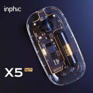 İNPHİC X5 Kablosuz Fare, Şarj Edilebilir Sessiz Kullanım 2.4G Transparan USB Mouse-(5775)