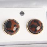 Pirinç Gold Renk 3D Daire Leopar Model Kadın Küpe 5886