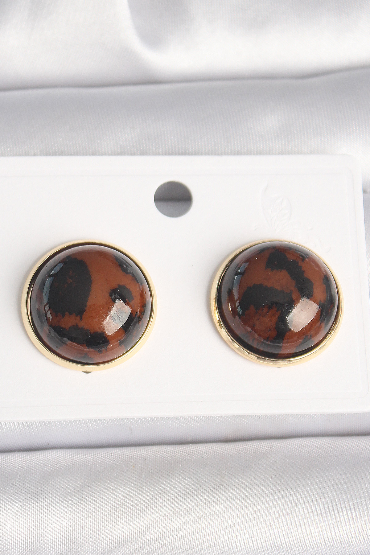 Pirinç Gold Renk 3D Daire Leopar Model Kadın Küpe 5886 1 Pirinç Gold Renk 3D Daire Leopar Model Kadın Küpe 5886