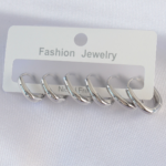Pirinç Gümüş Renk Oval Küpe Seti 5886