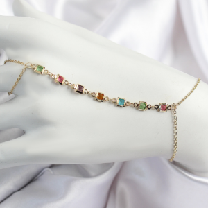 Pirinç Renkli Kare Zirkon Taşlı Y Model Gold Renk Kadın Şahmeran 5886
