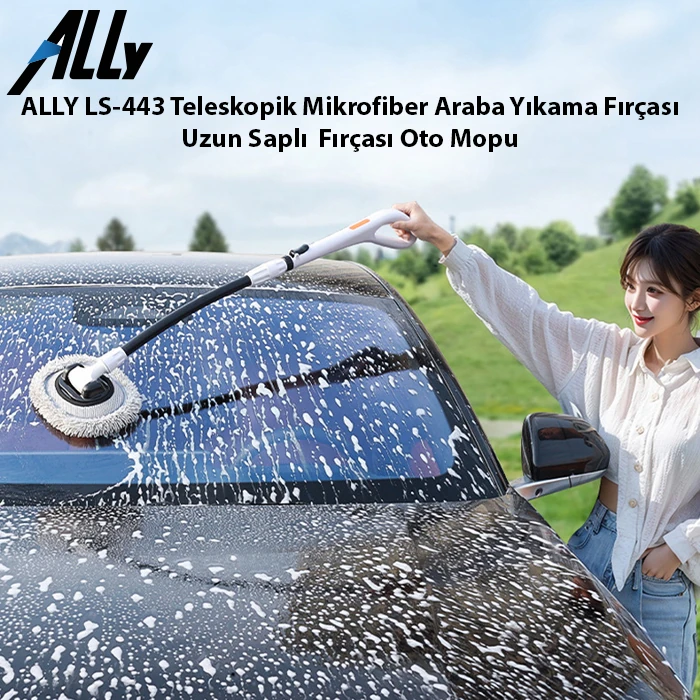 ALLY LS-443 Teleskopik Mikrofiber Araba Yıkama Fırçası Uzun Saplı Fırçası Oto Mopu-(5775) 2 ALLY LS-443 Teleskopik Mikrofiber Araba Yıkama Fırçası Uzun Saplı Fırçası Oto Mopu-(5775) - Görsel 2