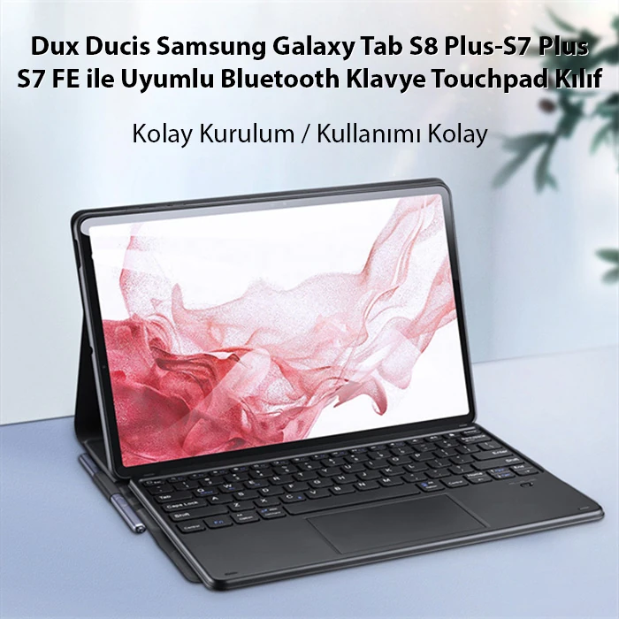 Dux Ducis SM Galaxy Tab S8 Plus-S7 Plus-S7 FE ile Uyumlu Bluetooth Klavye Touchpad Kılıf-(5775) 2 Dux Ducis SM Galaxy Tab S8 Plus-S7 Plus-S7 FE ile Uyumlu Bluetooth Klavye Touchpad Kılıf-(5775) - Görsel 2