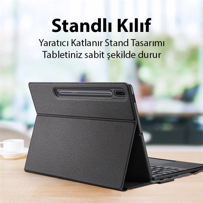 Dux Ducis SM Galaxy Tab S8 Plus-S7 Plus-S7 FE ile Uyumlu Bluetooth Klavye Touchpad Kılıf-(5775) 4 Dux Ducis SM Galaxy Tab S8 Plus-S7 Plus-S7 FE ile Uyumlu Bluetooth Klavye Touchpad Kılıf-(5775) - Görsel 4