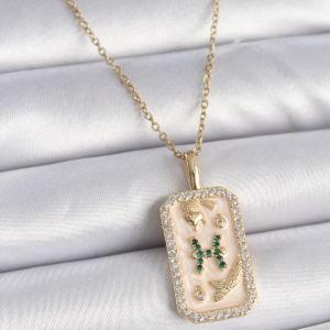 316L Çelik Gold Renk Zincir Balık Burcu Zirkon Taşlı Kadın Kolye 5886