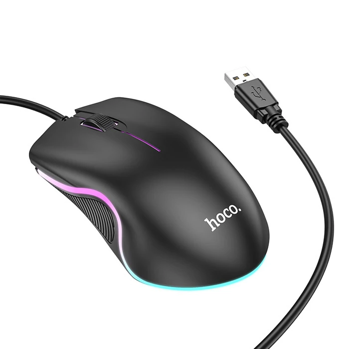 HOCO GM19 RGB LED Işıklı Gamer Oyuncu Kablolu Optik Mouse-(5775) 3 HOCO GM19 RGB LED Işıklı Gamer Oyuncu Kablolu Optik Mouse-(5775) - Görsel 3