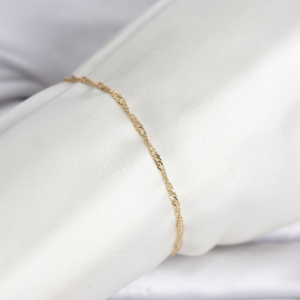 CM 14K Gold Renk Ezme Burgu Zincir Model Kadın Bileklik 5886