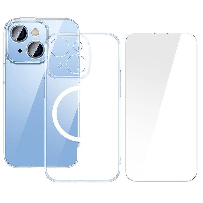 Baseus Crystal iPhone 14 Plus 6.7 Magsafe Silikon Kılıf + Tempered Ekran Koruyucu Set 1 Baseus Crystal iPhone 14 Plus 6.7 Magsafe Silikon Kılıf + Tempered Ekran Koruyucu Set