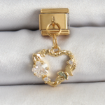 316L Çelik Sallantılı Zirkon Taşlı Kalp Model Gold Renk Nomination Charm 5886