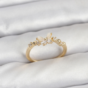 Kelebek Model Gold Renk Pirinç Kadın Yüzük 5886