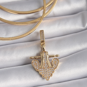 Pirinç Gold Renk Zirkon Taşlı Çapa Model Ajda Charm 5886