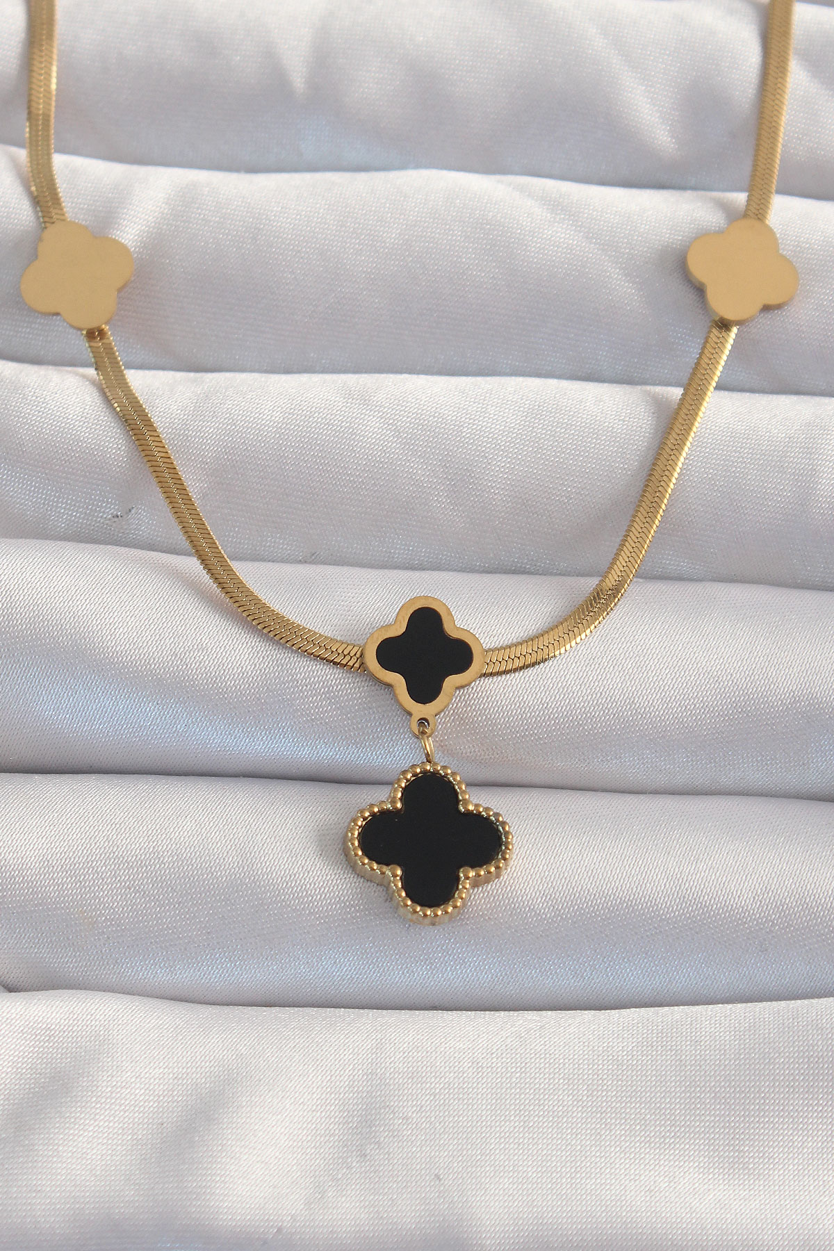 316L Çelik Gold Renk İtalyan Zincirli Mineli Yonca Kolye 5886 1 316L Çelik Gold Renk İtalyan Zincirli Mineli Yonca Kolye 5886
