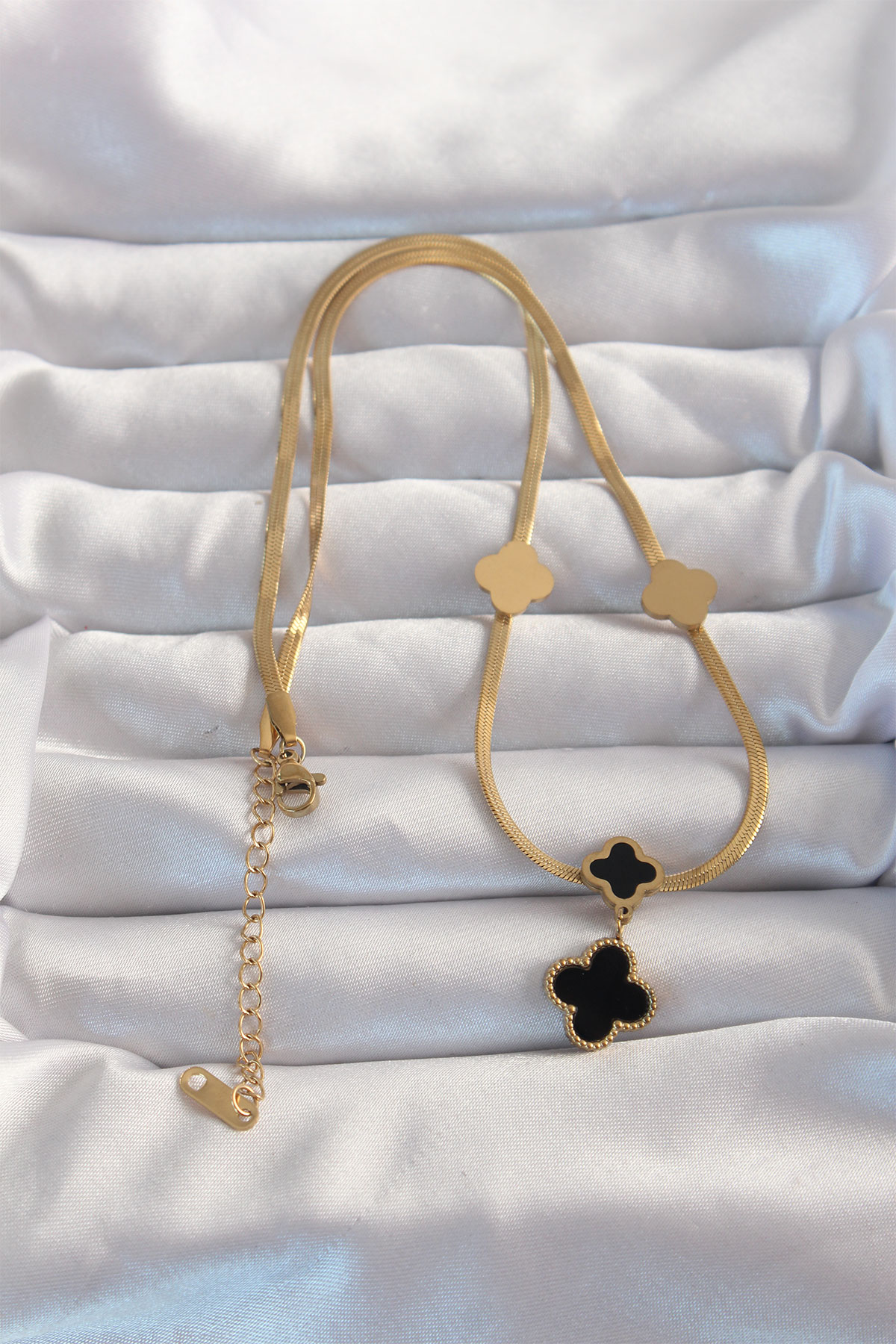 316L Çelik Gold Renk İtalyan Zincirli Mineli Yonca Kolye 5886 2 316L Çelik Gold Renk İtalyan Zincirli Mineli Yonca Kolye 5886 - Görsel 2