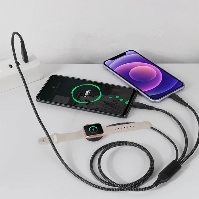 Ally 2x Type-c 100W-27W + Apple Watch İçin Type-c Şarj Kablosu-(5775) 2 Ally 2x Type-c 100W-27W + Apple Watch İçin Type-c Şarj Kablosu-(5775) - Görsel 2
