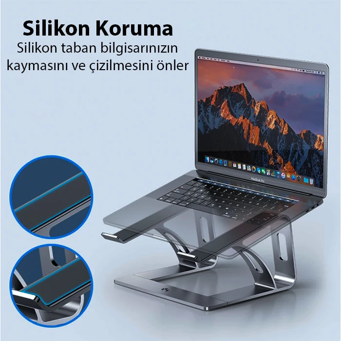 ALLY MC LS653 Premium Ergonomik Alüminyum Laptop-Bilgisayar Standı-(5775) 2 ALLY MC LS653 Premium Ergonomik Alüminyum Laptop-Bilgisayar Standı-(5775) - Görsel 2