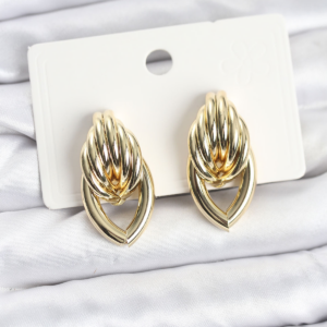 Pirinç Gold Renk Sarmal Damla Model Vintage Kadın Küpe 5886