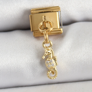 Haydiburaya 106 316L Çelik Sallantılı Zirkon Taşlı Çiçek Model Gold Renk Nomination Charm 5886
