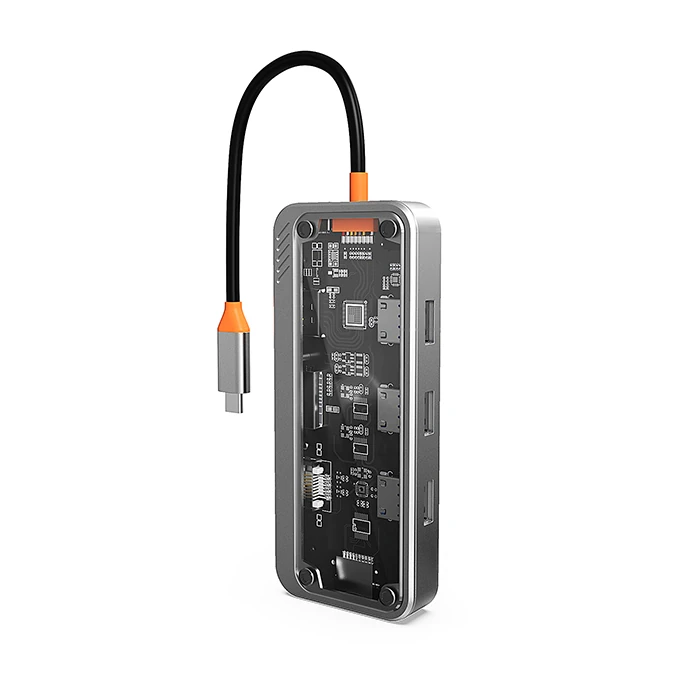 ALLY SW1V-PRO Type-c To USB3.0 3adet+ 3.5mm+ HDMI+ VGA+ SD + TF + Ethernet Çoğaltıcı Transparan Hub-(5775) 1 ALLY SW1V-PRO Type-c To USB3.0 3adet+ 3.5mm+ HDMI+ VGA+ SD + TF + Ethernet Çoğaltıcı Transparan Hub-(5775)