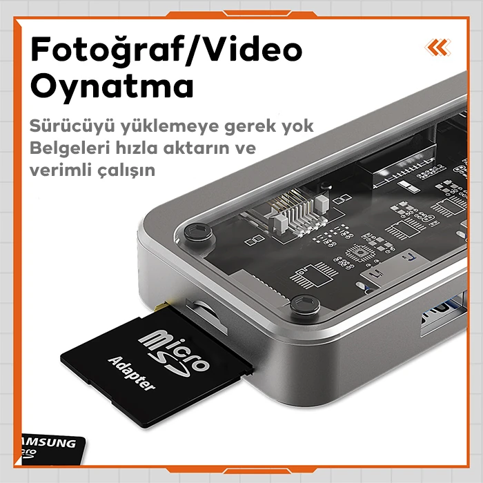 ALLY SW1V-PRO Type-c To USB3.0 3adet+ 3.5mm+ HDMI+ VGA+ SD + TF + Ethernet Çoğaltıcı Transparan Hub-(5775) 4 ALLY SW1V-PRO Type-c To USB3.0 3adet+ 3.5mm+ HDMI+ VGA+ SD + TF + Ethernet Çoğaltıcı Transparan Hub-(5775) - Görsel 4