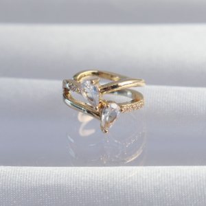 Pirinç Gold Renk Zirkon Taşlı Damla Earcuff Küpe 5886
