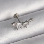316L Çelik Gümüş Renk Zirkon Taşlı Tragus Piercing 5886