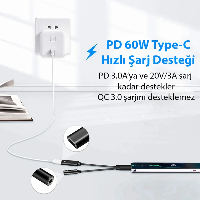 Ally İphone 15 İçin Type-c Şarj + 3.5mm kulaklık 2İn1 Çevirici Adaptör-(5775) 3 Ally İphone 15 İçin Type-c Şarj + 3.5mm kulaklık 2İn1 Çevirici Adaptör-(5775) - Görsel 3