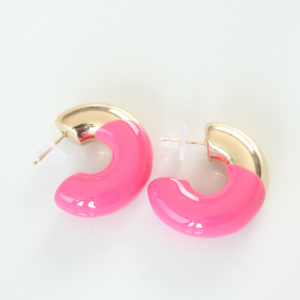 CCB Pembe Gold Çift Renk Küpe 5886