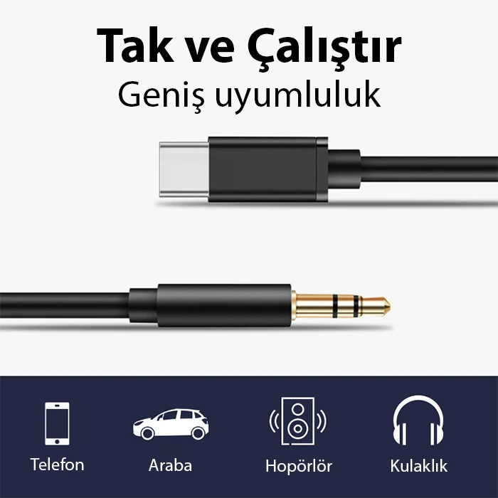 ALLY Type-c To 3.5 mm Audio Aux Kablo-(5775) 2 ALLY Type-c To 3.5 mm Audio Aux Kablo-(5775) - Görsel 2